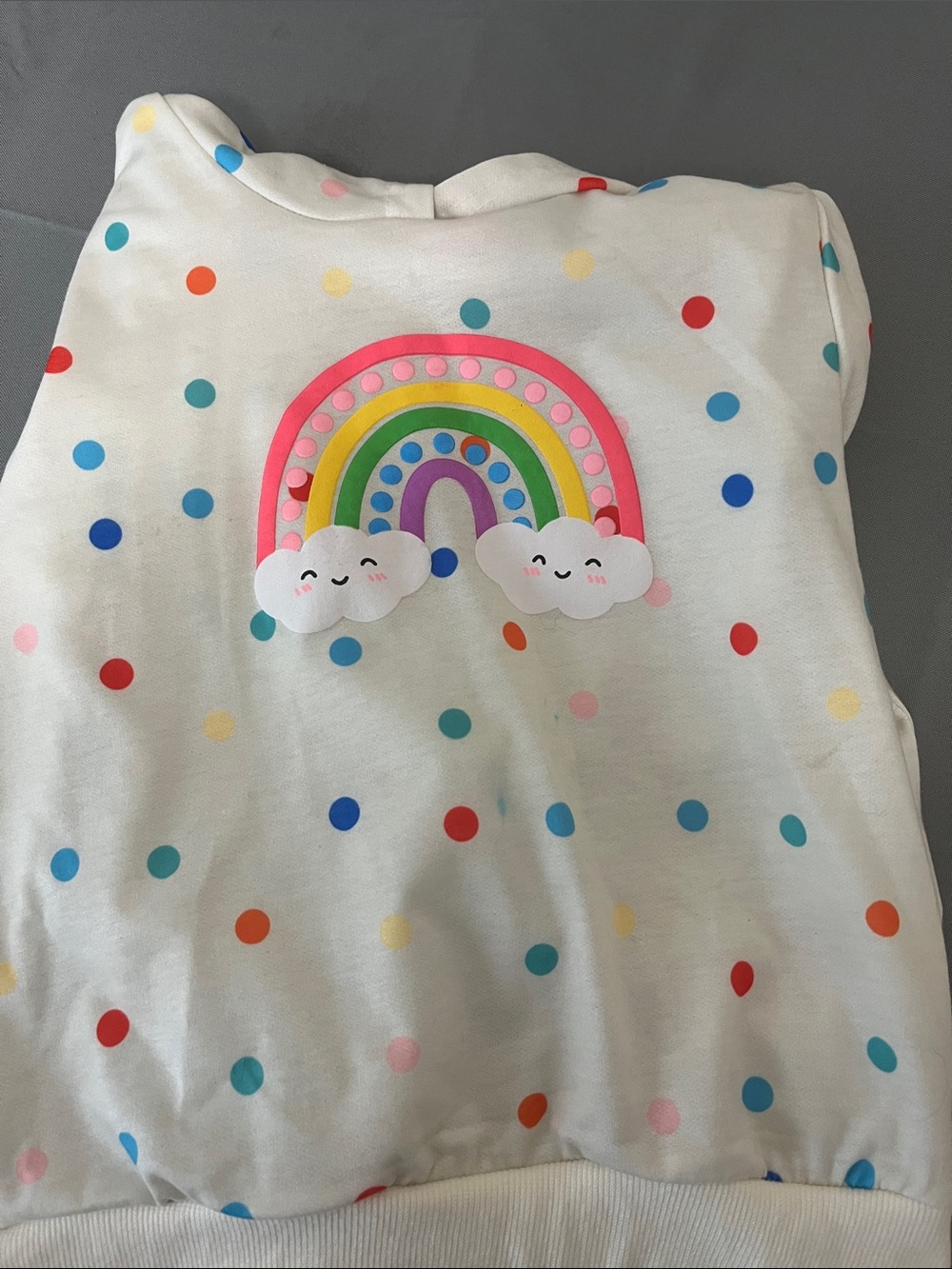 Kids White Rainbow Polka Dot Hoodie Sweatshirt